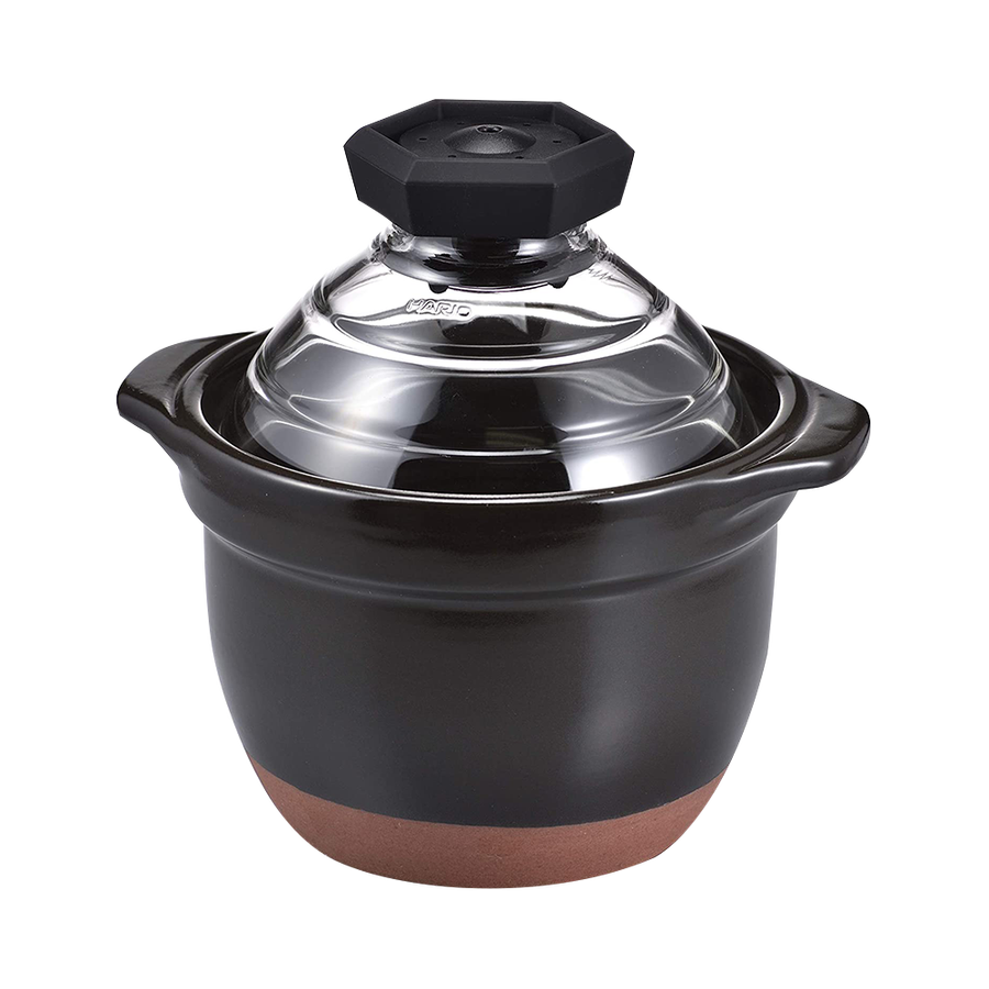 hario 玻璃锅盖耐热陶瓷煮饭锅  gnr-150-b 1～2人份