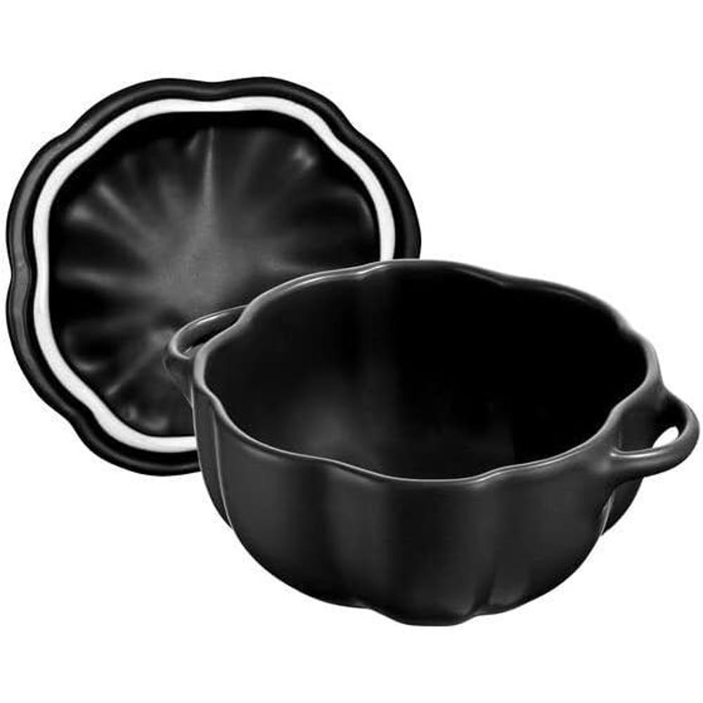 Staub 斯托布“南瓜形cocotte 黑色15cm 0.68升” 陶瓷耐热保鲜容器可