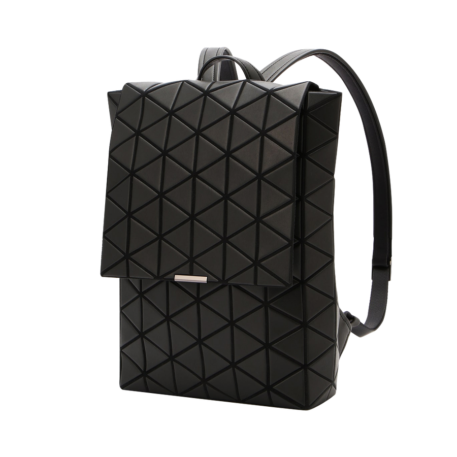 isseymiyake三宅一生baobaobackpack高级磨砂质感翻盖双肩背黑色