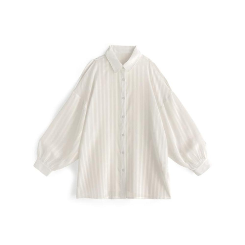 GRL 条纹透视肩部开衩衬衫 Off-White F 品番:nk01(一件包邮)