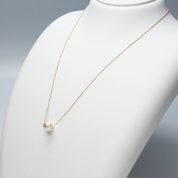 土居珍珠 k18金色链条akoya单珠路路通项链 8.5mm